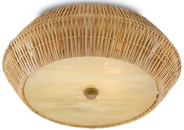 Rica Coastal Beach Brown Rattan Flush Mount