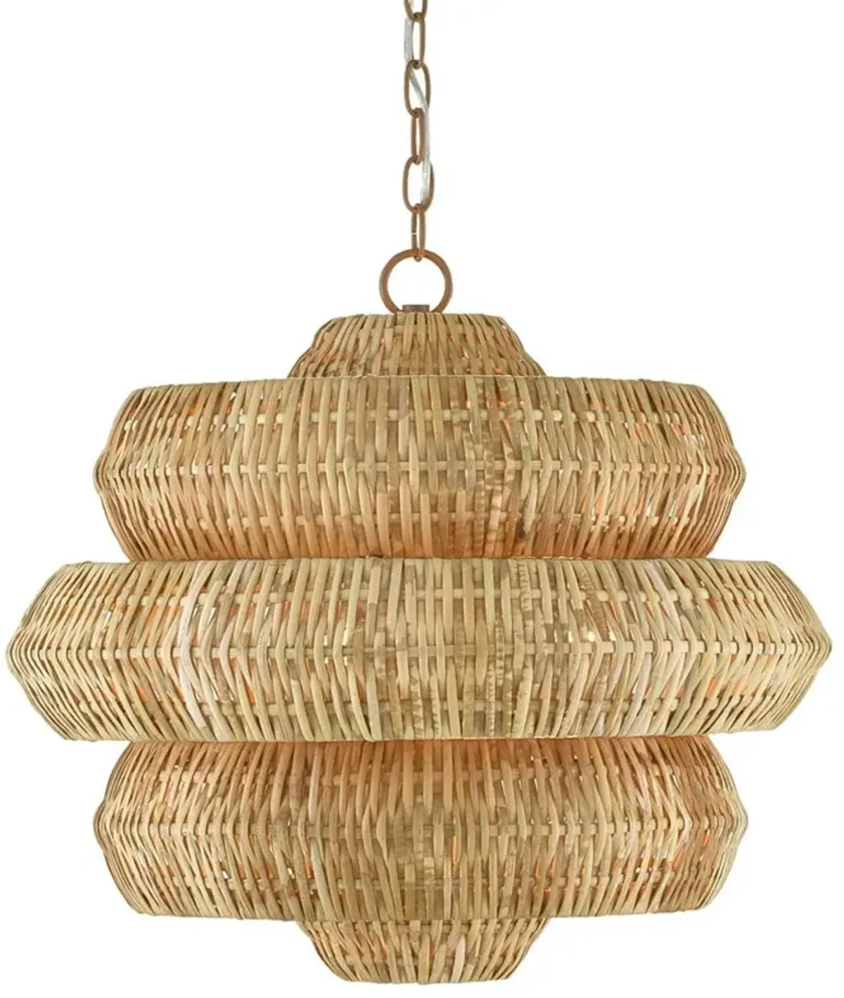 Rica Coastal Beach Brown Rattan 3 Tier Chandelier - Small