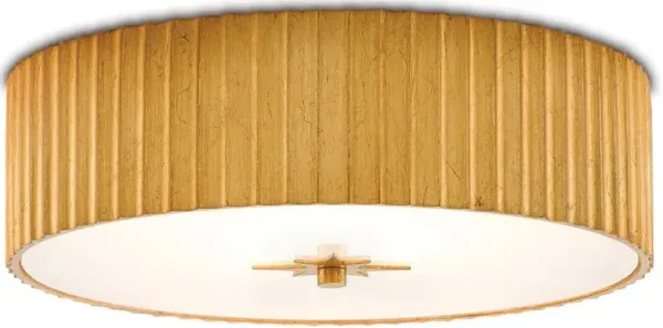 Farah Hollywood Regency Gold Frame White Frosted Glass Flush Mount