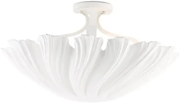 Vilma Coastal Beach White Iron Bell Semi-Flush Mount