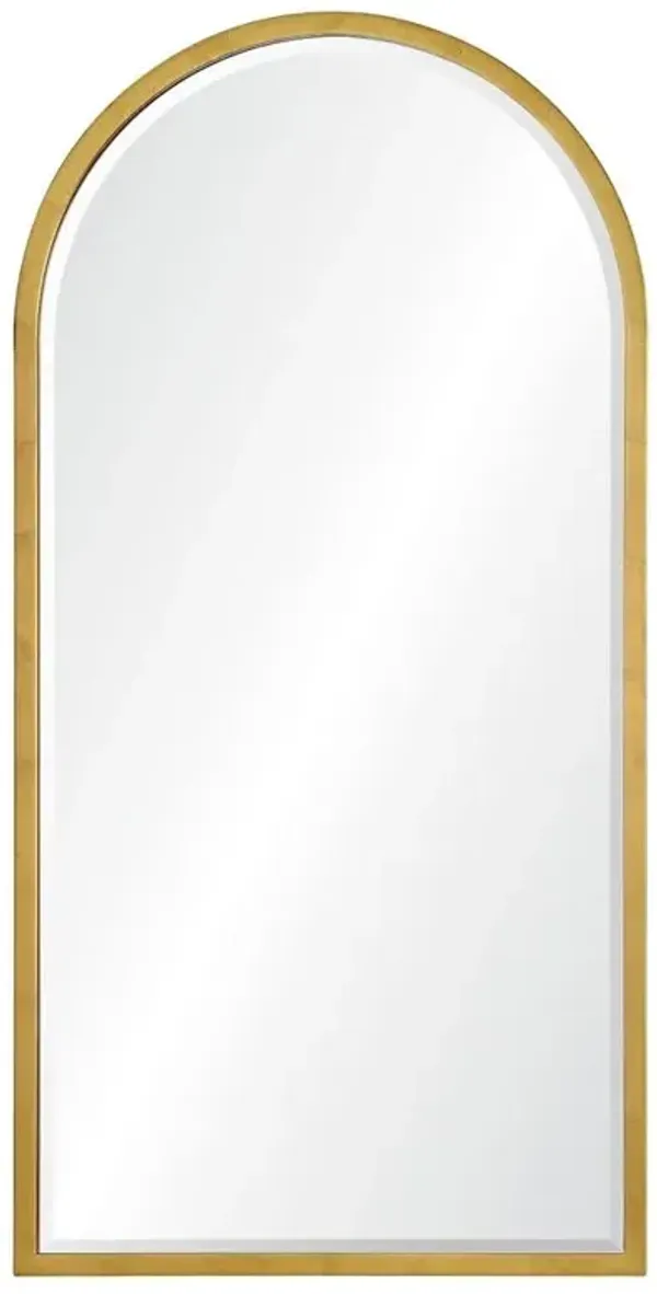 Zoey Modern Classic Distressed Gold Leaf Arched Beveled Wall Mirror