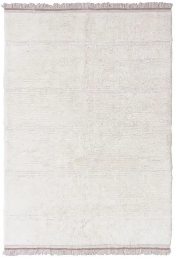 Steppe Modern White Wool Solid Washable Rug - 5'7"x7'10"