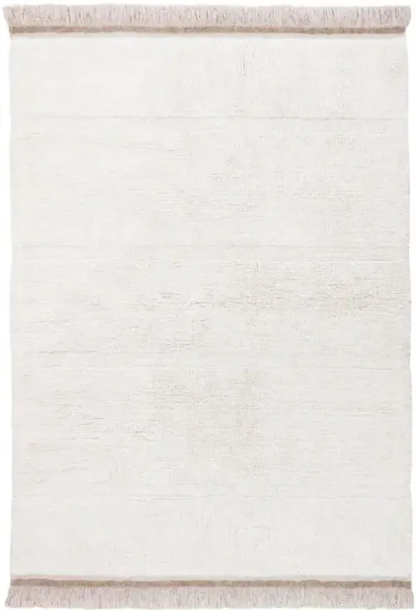 Steppe Modern White Wool Solid Washable Rug - 4'x5'7"