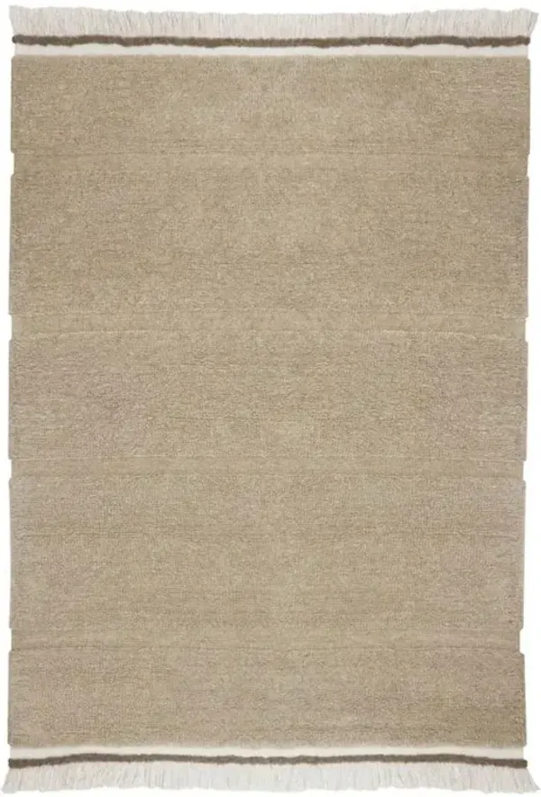 Steppe Modern Beige Wool Solid Washable Rug - 4'x5'7"