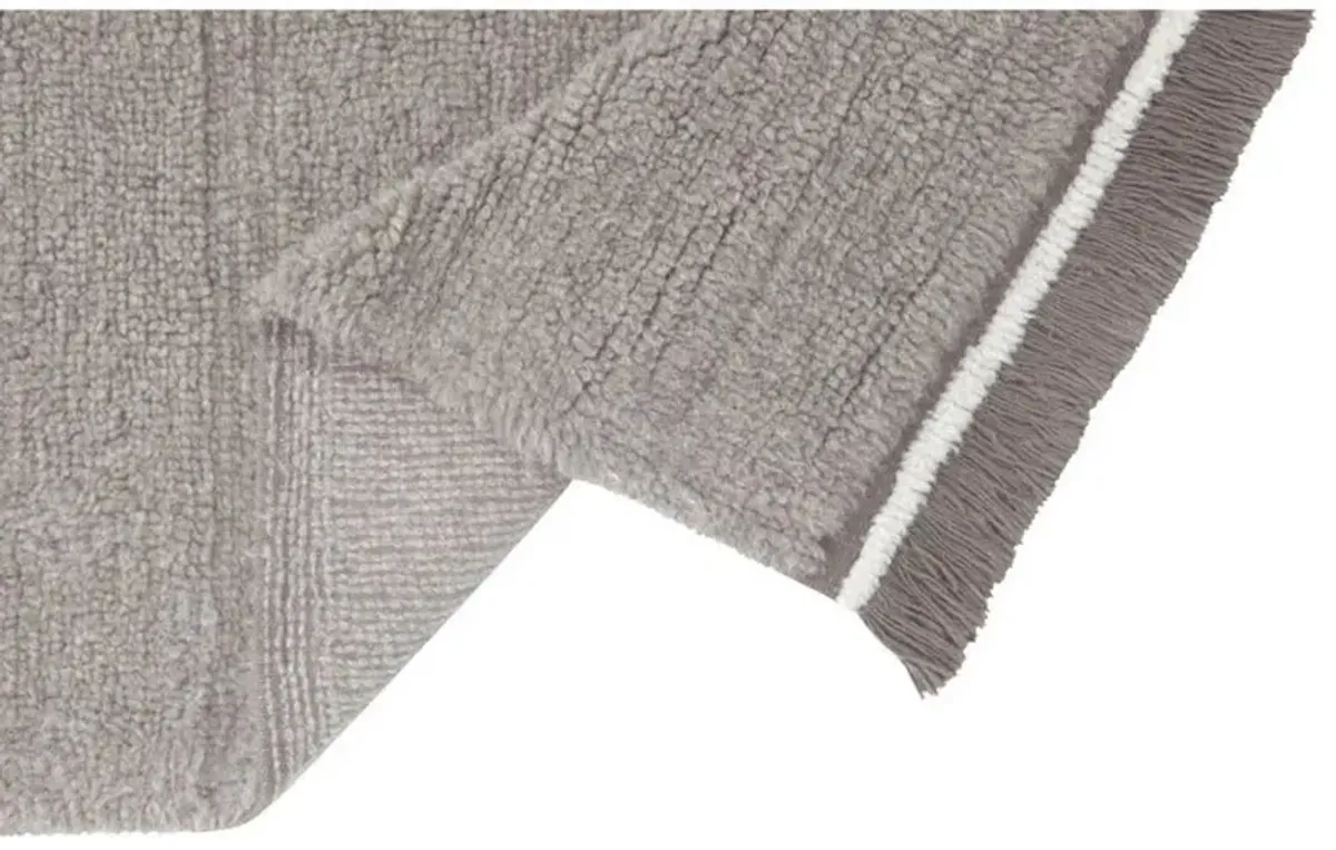 Steppe Modern Grey Wool Solid Washable Rug - 4'x5'7"