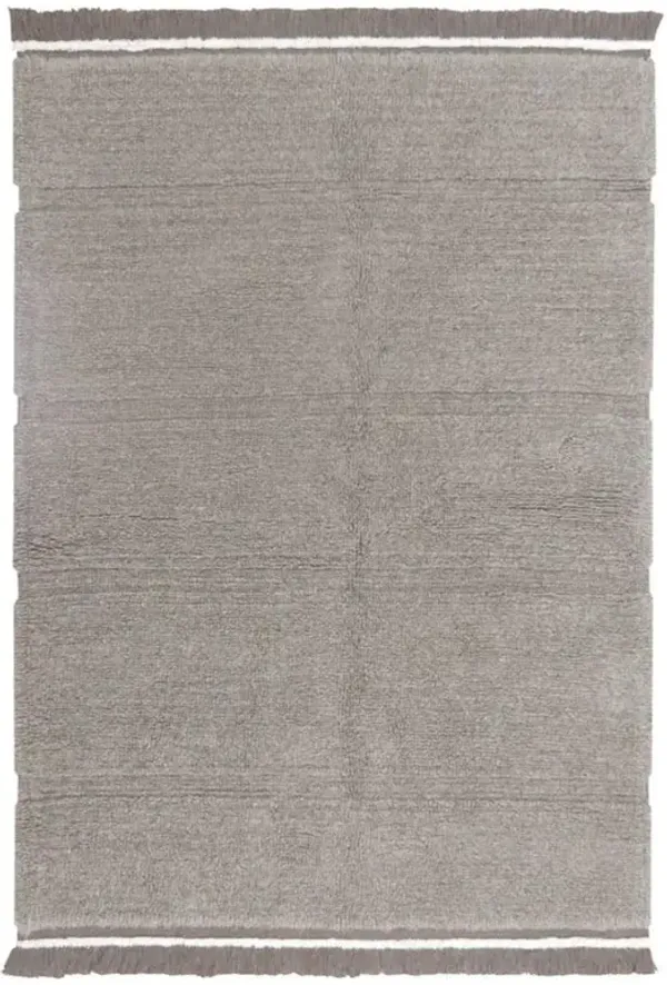 Steppe Modern Grey Wool Solid Washable Rug - 4'x5'7"