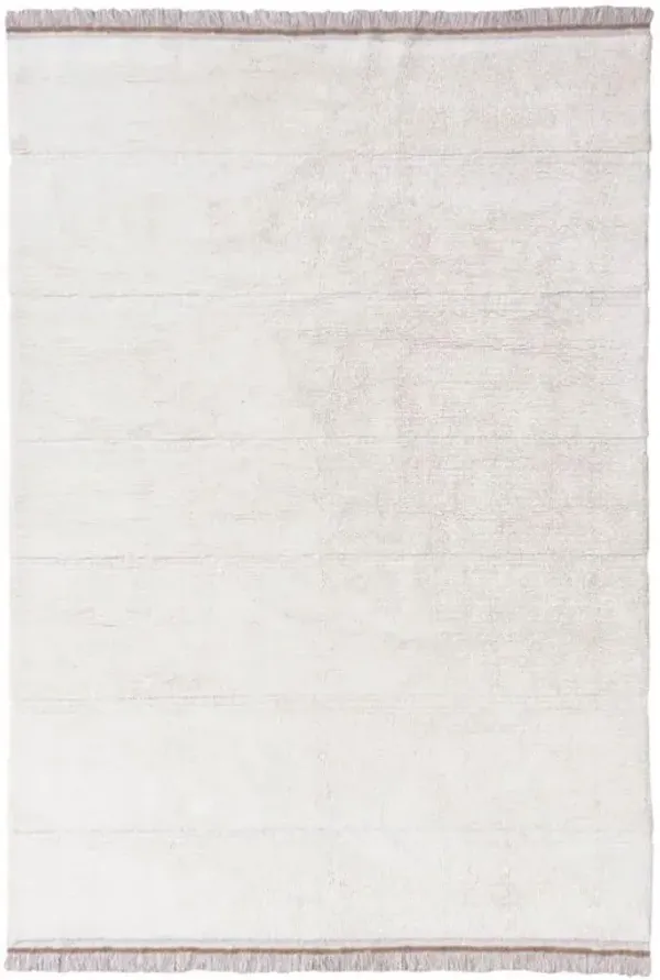 Steppe Modern White Wool Solid Washable Rug - 6'7"x9'10"