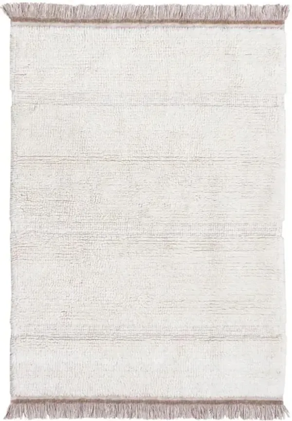 Steppe Modern White Wool Solid Washable Rug - 2'7"x4'7"