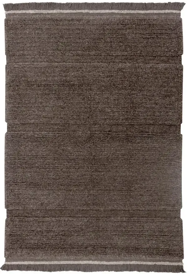 Steppe Modern Brown Wool Solid Washable Rug - 2' 7"x4' 7"