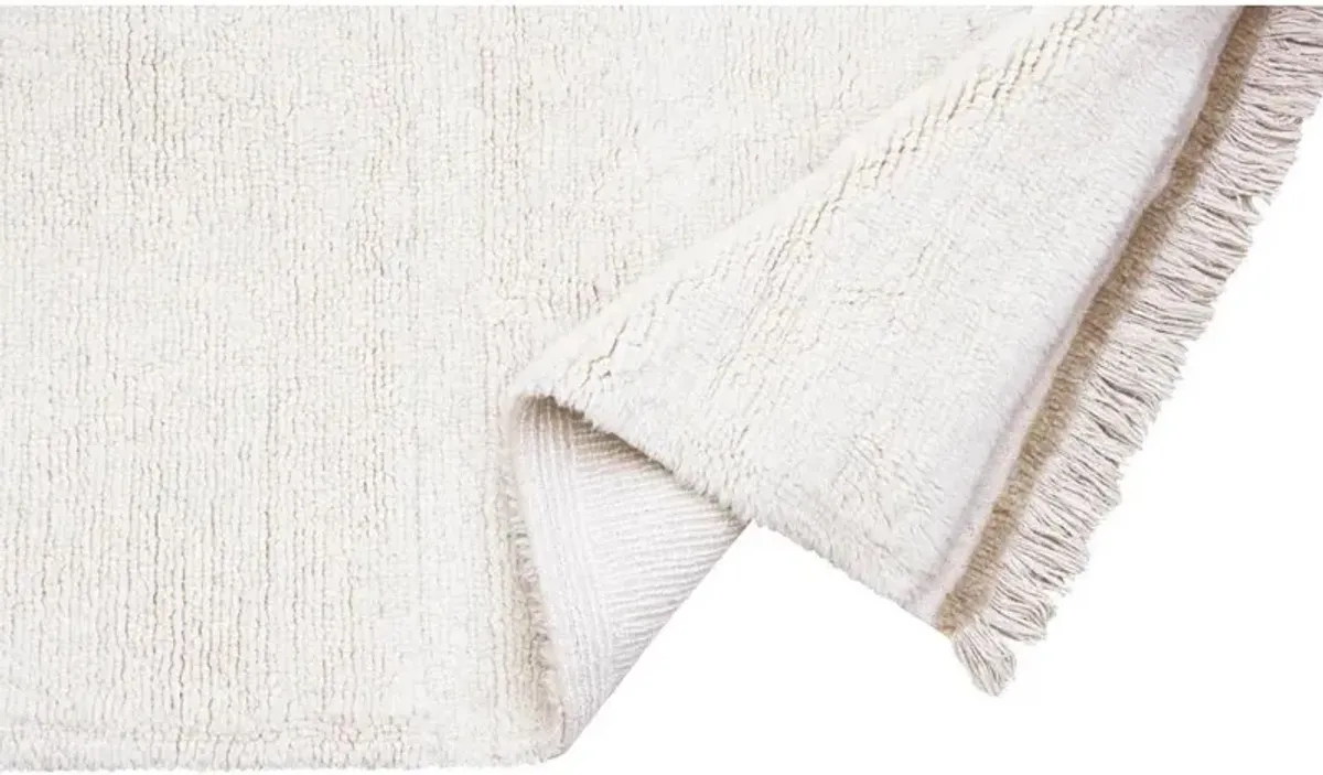 Steppe Modern White Wool Solid Washable Rug - 2'7"x7'6"