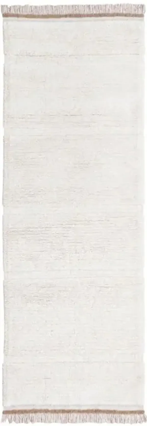 Steppe Modern White Wool Solid Washable Rug - 2'7"x7'6"