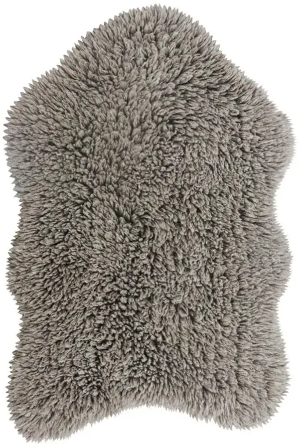 Woolly Modern Grey Wool Shag Washable Rugs - 2'5"x3' 7"
