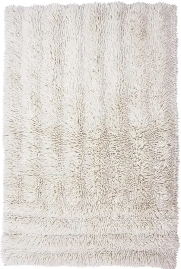 Dunes Modern White Wool Shag Washable Rug - 2'7"x4'7"