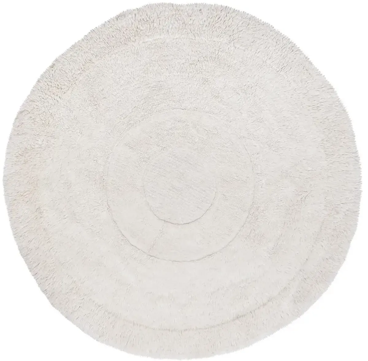 Arctic Circle Modern White Wool Shag Washable Rug - 8'2" Round