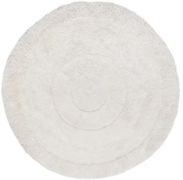 Arctic Circle Modern White Wool Shag Washable Rug - 8'2" Round