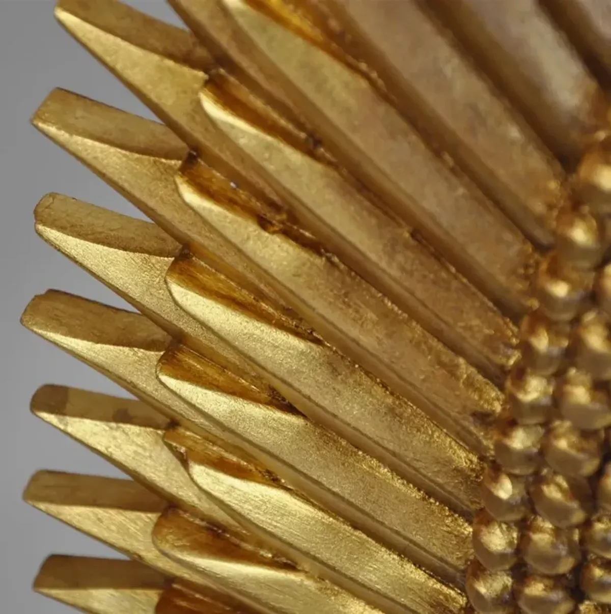 Worlds Away Rita Mid Century Modern Gold Leaf Wood Oval Starburst Wall Mirror