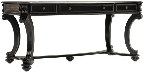 Estelle Rustic Lodge Black Wood Office Desk Curved Legs