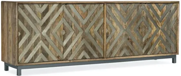 Rosie Rustic Lodge Brown Mango Wood Iron Base Media Cabinet