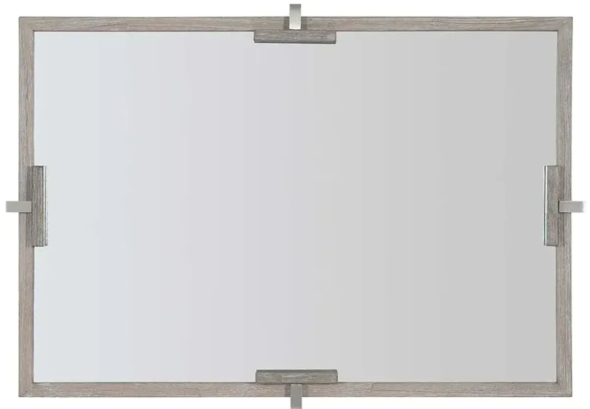 Owen Coastal Beach Brown Wood Brushed Stainless Steel Wall Mirror