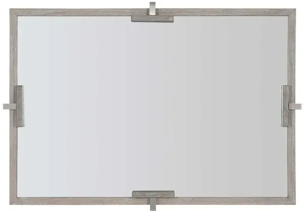 Owen Coastal Beach Brown Wood Brushed Stainless Steel Wall Mirror