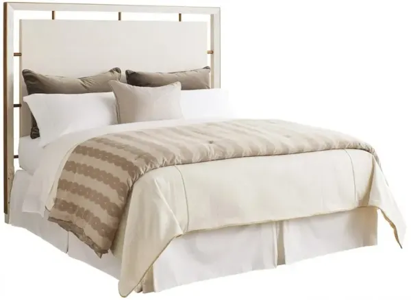 Post Ranch French White Veneer Wood Brass Metal Headboard - Cal King