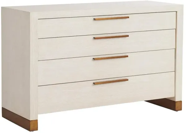 Tehama Regency Winter White Oak Wood Brass Metal Single Dresser