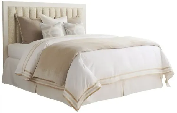 Cambria Rustic Lodge White Oak Wood Beige Upholstered Heardboard - King