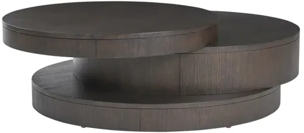 Mountaineer Rustic Lodge Brown Oak Wood Round Cocktail Table