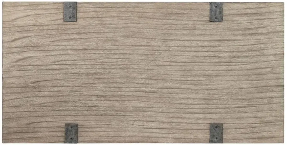 Wyatt Rustic Lodge Driftwood Grey Weathered Oak Wood Vintage Metal Desk