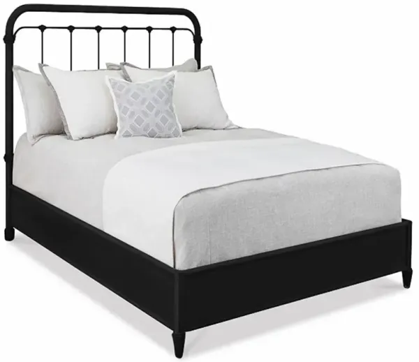 Liam French Country Matte Black Iron Bed - Queen