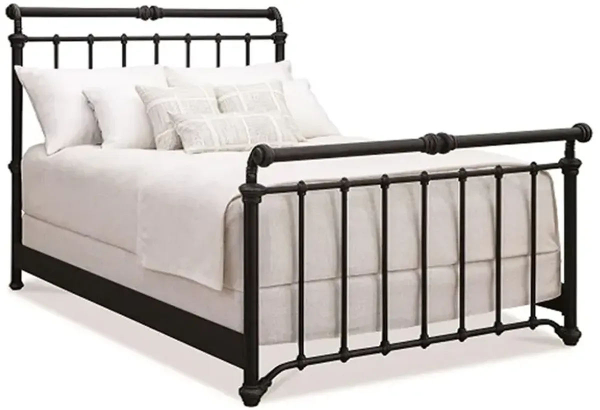 Jiggy French Country Matte Black Iron Sleigh Bed - Full