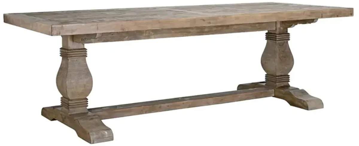Becille French Country Light Brown Pine Wood Rectangular Dining Table - 94"W