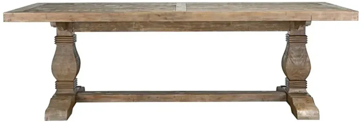 Becille French Country Light Brown Pine Wood Rectangular Dining Table - 94"W