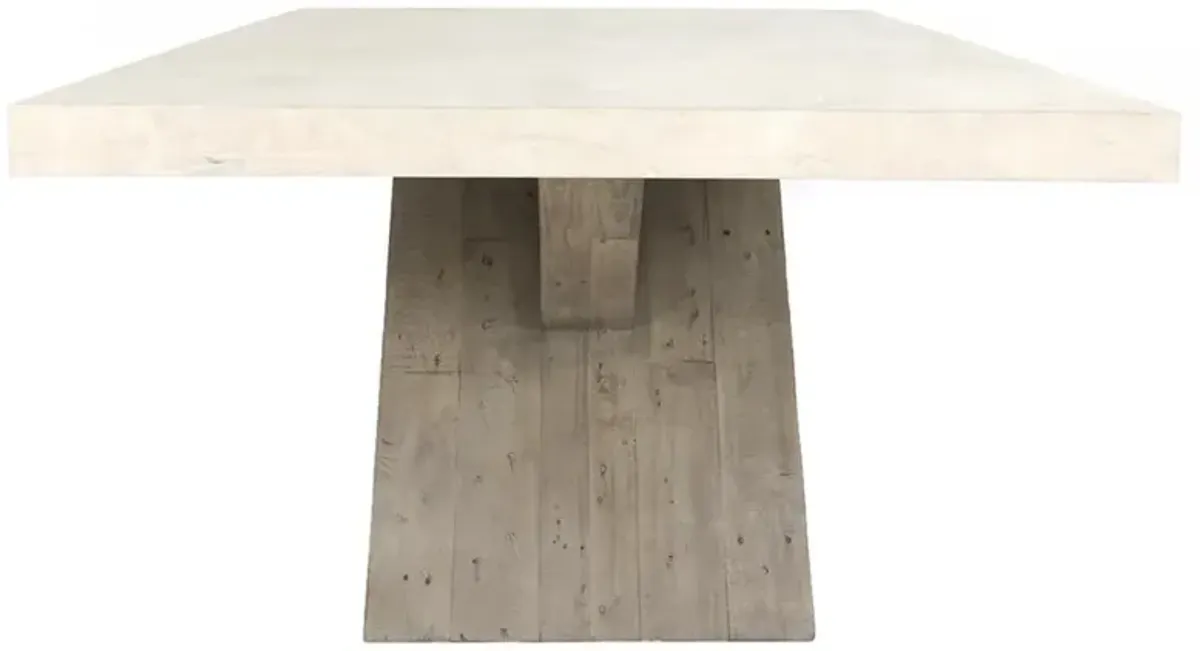 Randy Rustic Cream Concrete Top Brown Wood Legs Rectangular Dining Table - 84"W