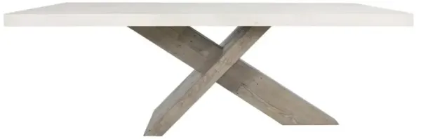 Randy Rustic Cream Concrete Top Brown Wood Legs Rectangular Dining Table - 84"W