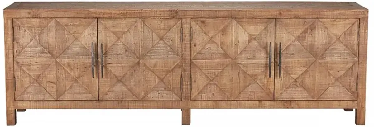 Elaine Rustic Lodge Brown Pine Wood Diamond Patterned Sideboard