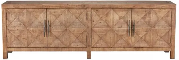 Elaine Rustic Lodge Brown Pine Wood Diamond Patterned Sideboard