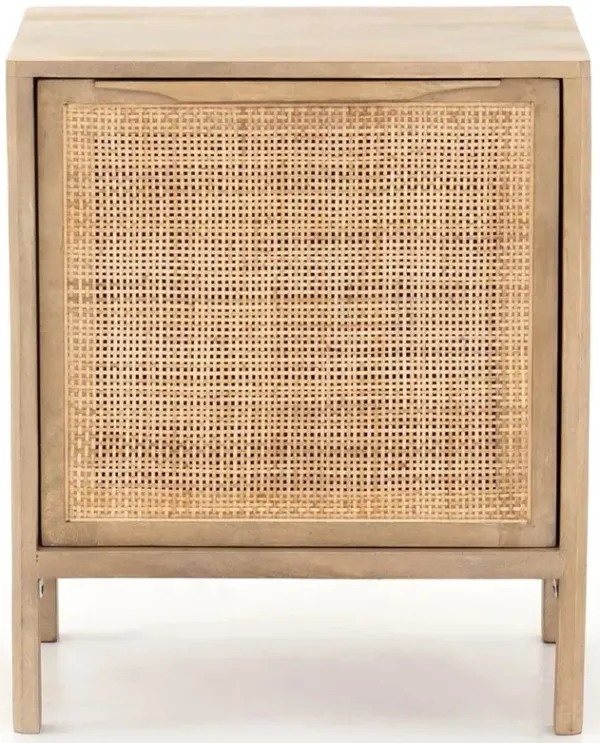 Rhian Coastal Natural Cane Mango Wood Removable Shelf Left Facing Nightstand