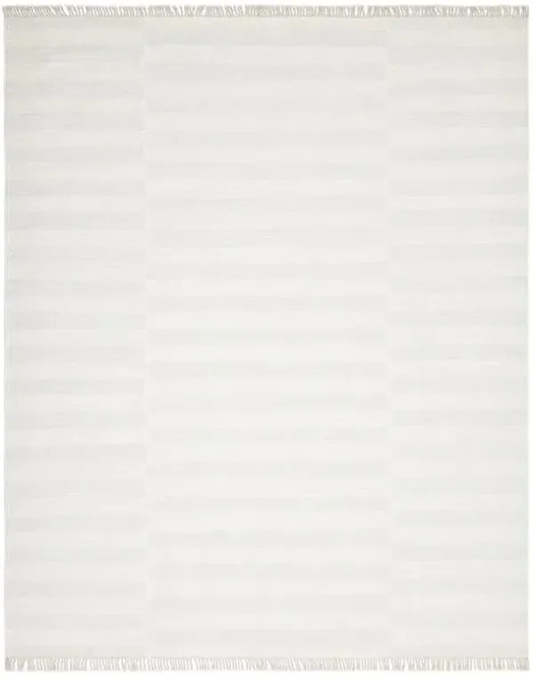 Loretta Modern Classic White Wool Striped Patterned Rug - 9'x12'