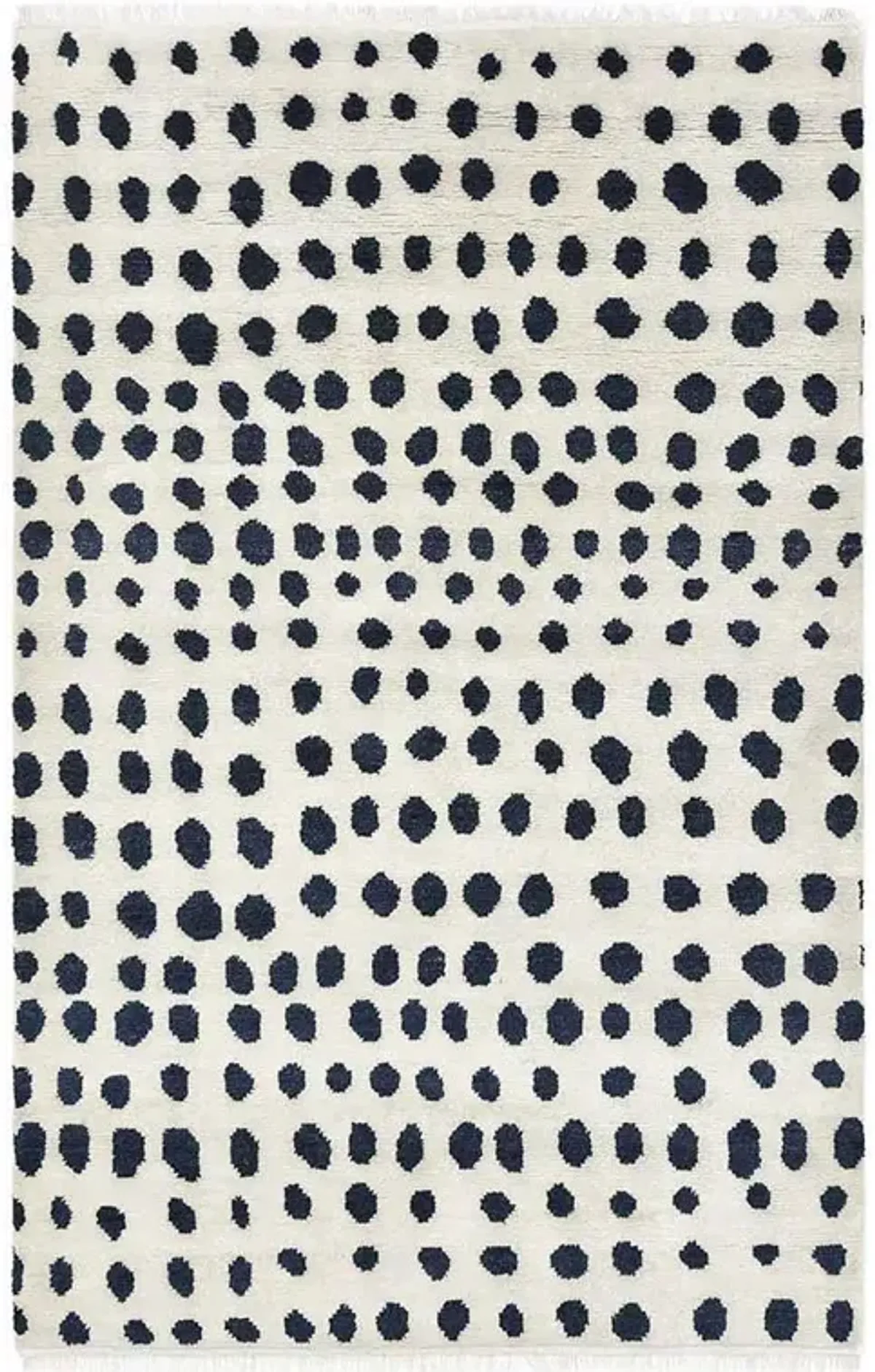 Irma Modern White Wool Dot Patterned Hand Knotted Rug - 8'x10'