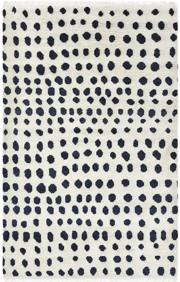 Irma Modern White Wool Dot Patterned Hand Knotted Rug - 8'x10'
