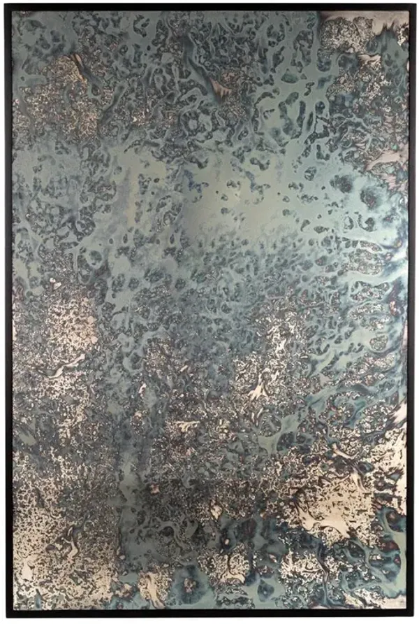 Ponce Industrial Loft Black Iron Frame Acid Wash Glass Rectangular Floor Mirror