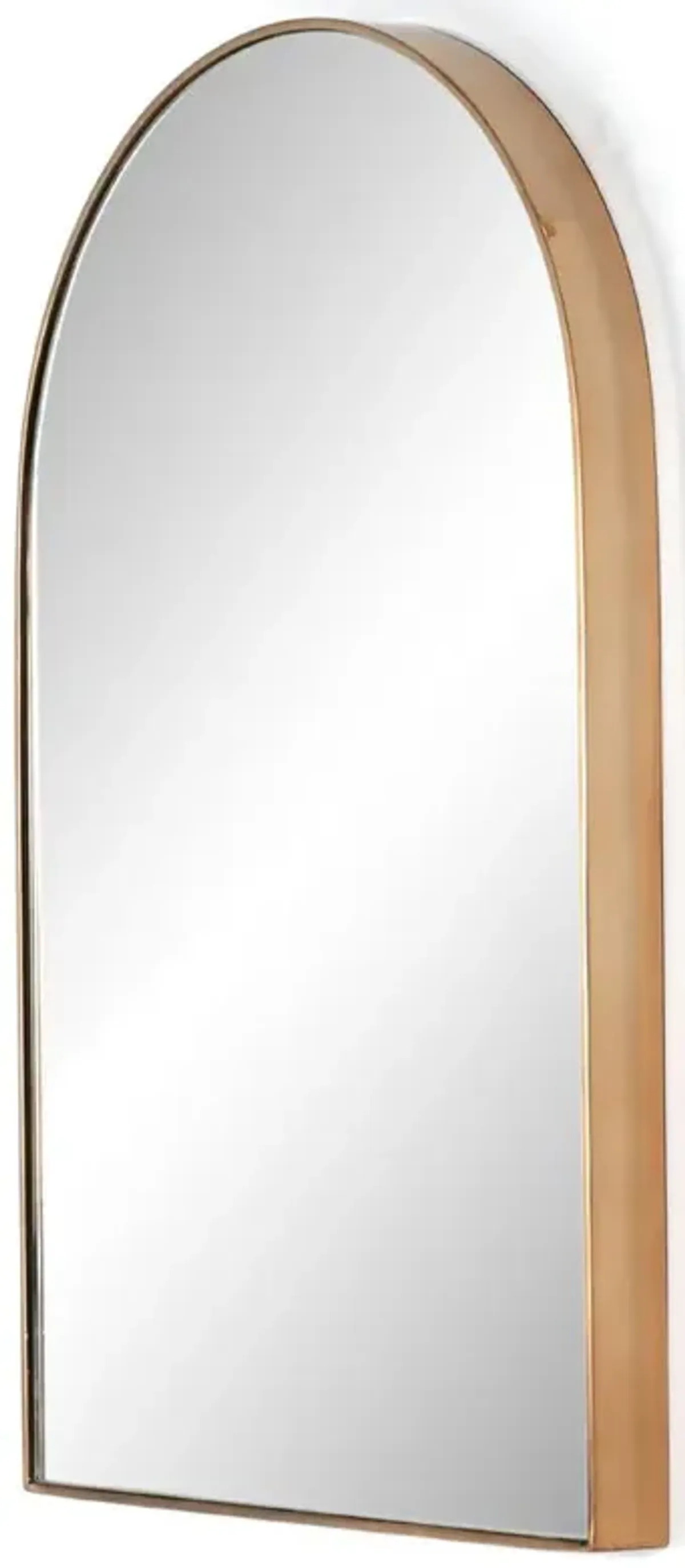 Rinna Industrial Loft Gold Aluminum Frame Clear Glass Arched Wall Mounted Mirror