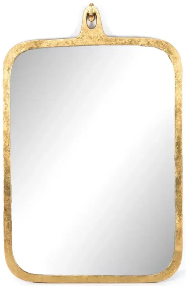 Hydie Hollywood Regency Gold Aluminum Frame Clear Glass Rectangular Wall Mirror