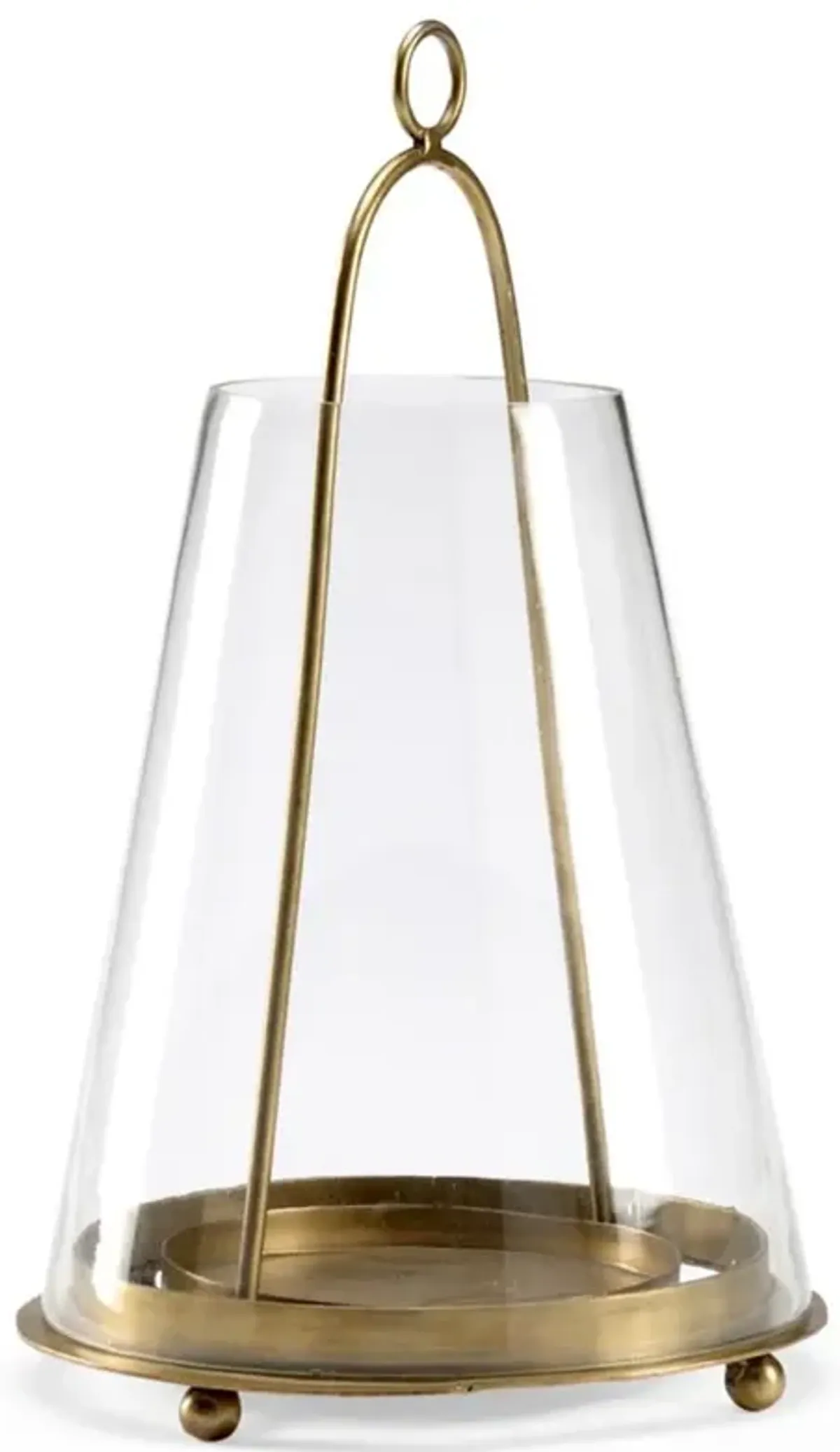 Flynn Rustic Lodge Brass Iron Clear Glass Candle Lantern