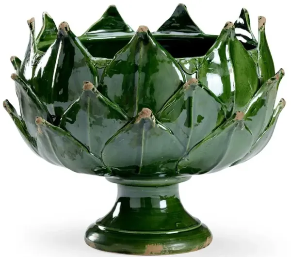 Maelle French Country Green Leaf Porcelain Round Table Vase