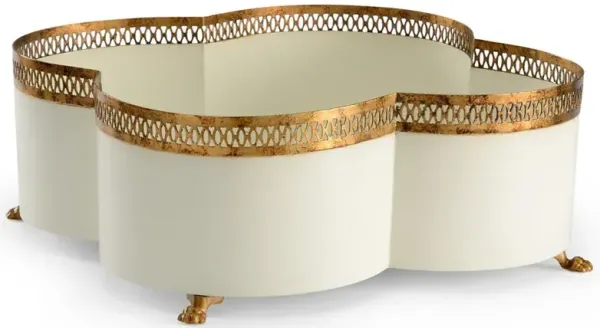 Tindra French Country Cream Iron Quatrefoil Cachepot - Large