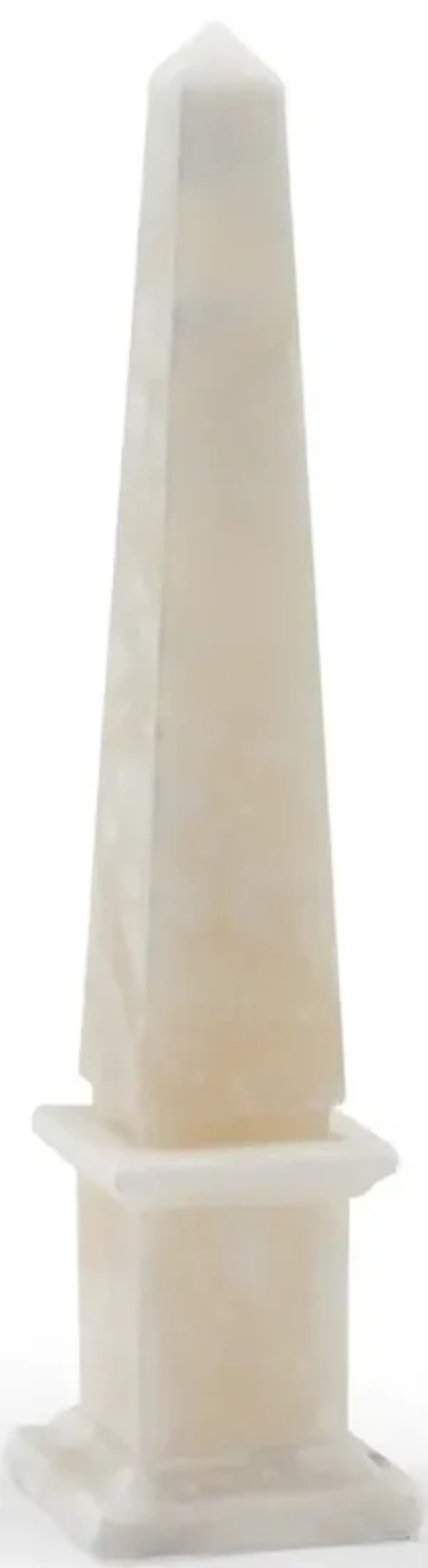Vivica Modern Classic Cream Alabaster Obelisk Sculpture - Small