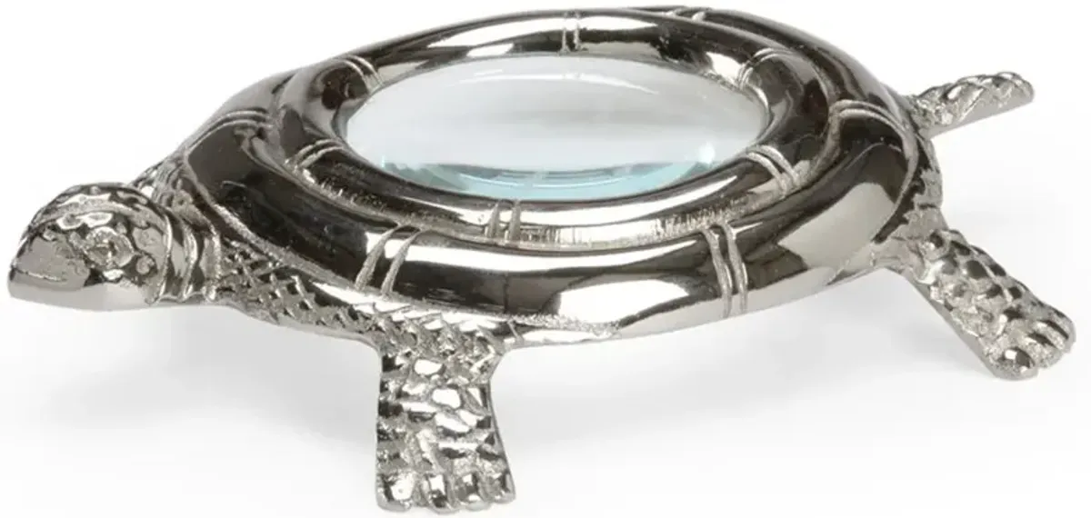 Tatum Regency Polished Nickel Metal Turtle Magnifying Glass