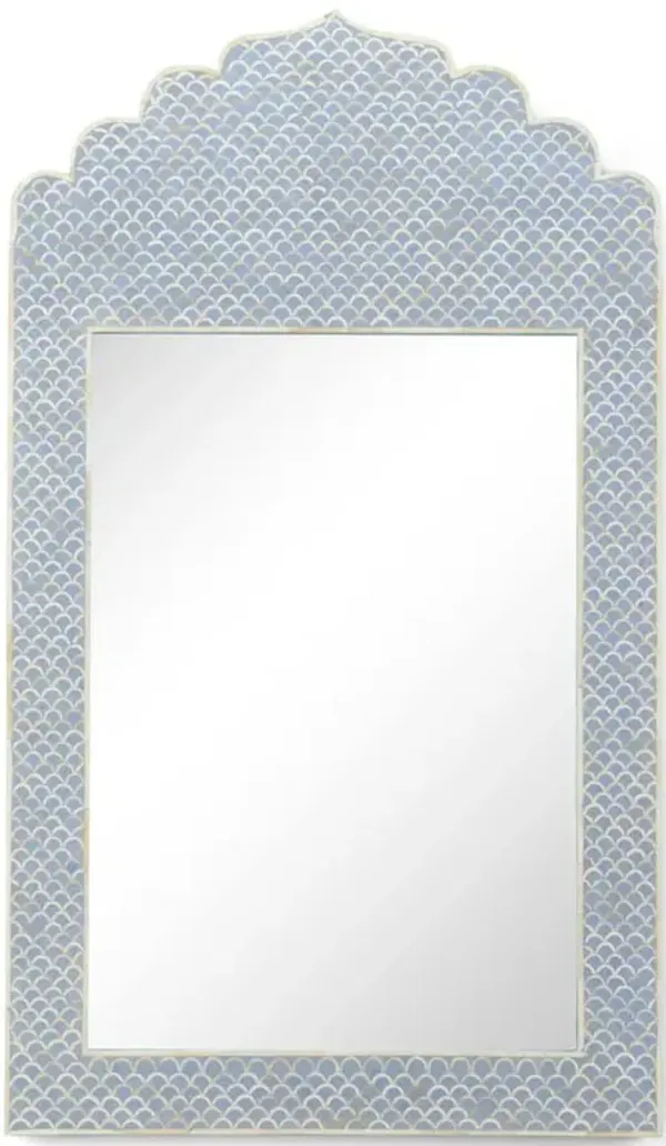 Cailee  Modern Classic Blue Bone Inlay Arched Wall Mirror